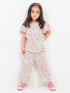 Frill Sleeves Flamingo Fun Cotton Trouser Set (Pink Meadow)
